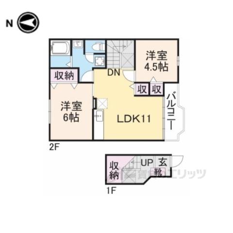 ヴィラ・モンターニュ(2LDK/2階)の間取り写真