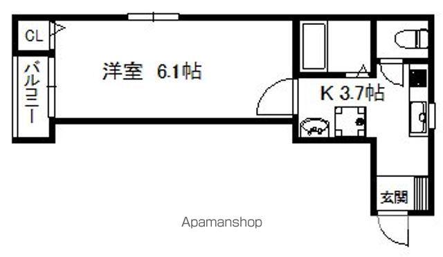 セレブマンション今宿(1K/2階)の間取り写真