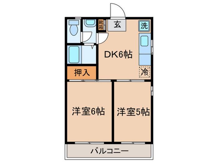 メゾンドールFOCD(2DK/2階)の間取り写真