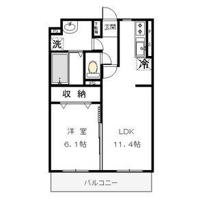 グランシティB(1LDK/2階)の間取り写真