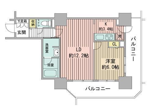 プライムアーバン札幌リバーフロント(1LDK/28階)の間取り写真