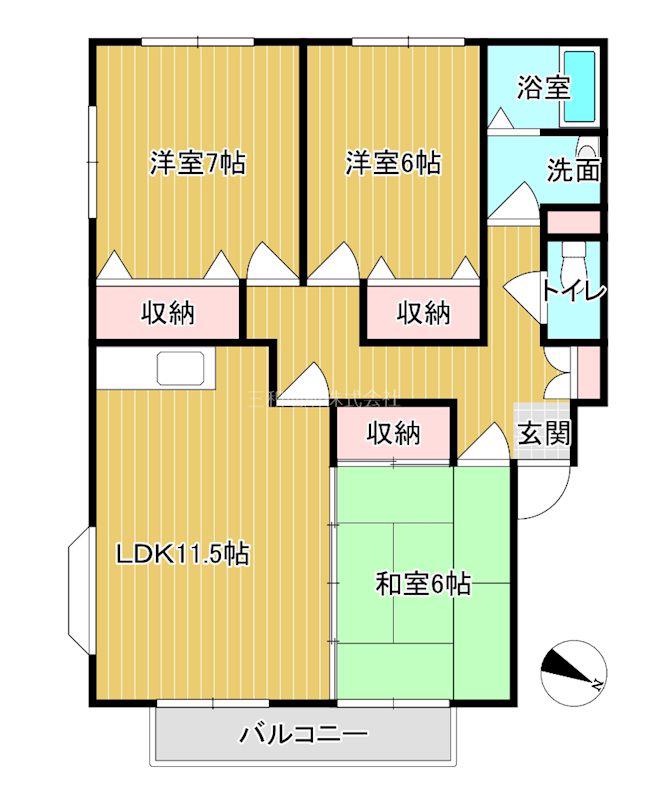 ルジュウィール新下関(3LDK/3階)の間取り写真