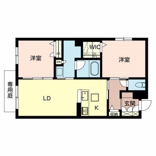 シャーメゾンはりま勝原(2LDK/1階)の間取り写真