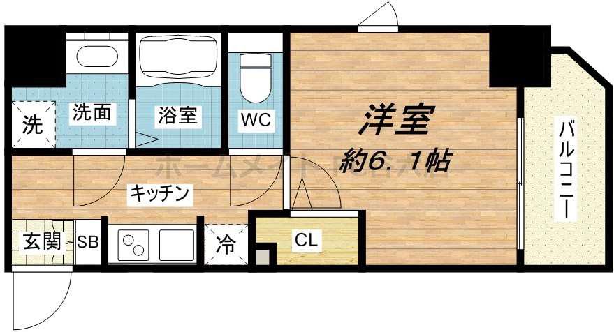 ルーエ本町(1K/12階)の間取り写真
