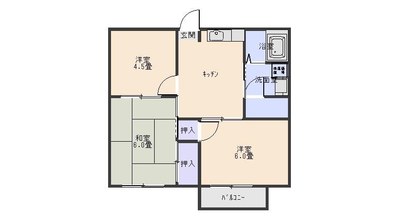 フォーブルおかた(3DK/2階)の間取り写真