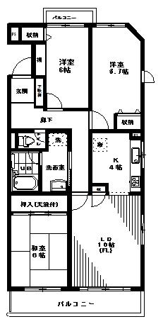 メゾンド与野(3LDK/4階)の間取り写真