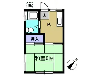 鈴木荘(1K/2階)の間取り写真