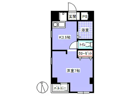 プレステージ栗林(1K/2階)の間取り写真