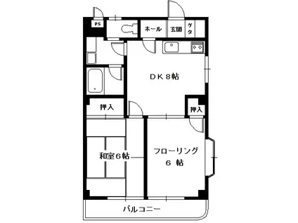 サニースポットII(2DK/1階)の間取り写真