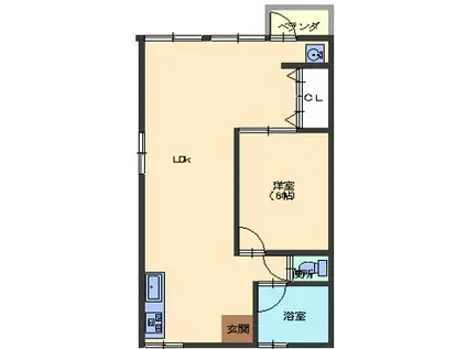 マンション新川(1LDK/3階)の間取り写真