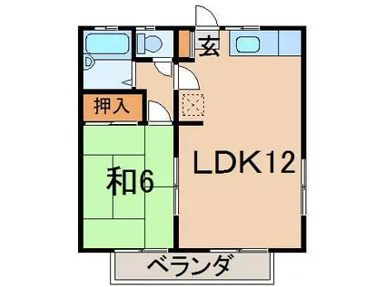 カーサスミキ1(1LDK/2階)の間取り写真