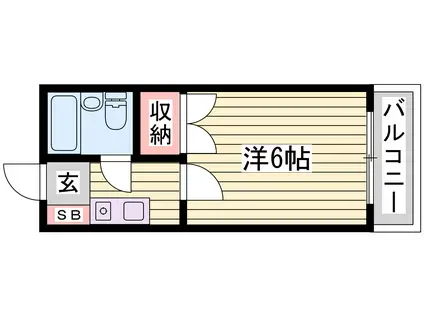 Uマンション(1K/2階)の間取り写真