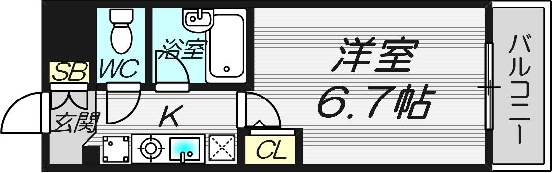 ラナップスクエア南森町(1K/2階)の間取り写真