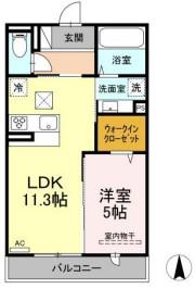 CLAIR楽々園(1LDK/1階)の間取り写真