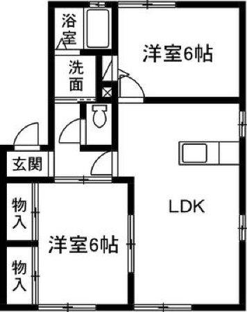 コスモB(2LDK/2階)の間取り写真