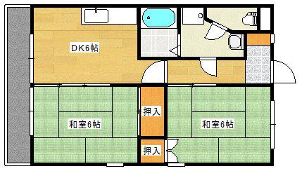 八木フラット(2DK/3階)の間取り写真