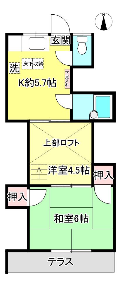 グリーンリーフ(2K/1階)の間取り写真