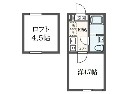 アザーレ・パッシオ市が尾(1K/2階)の間取り写真