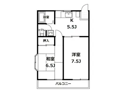 来夢ハイツ(2K/1階)の間取り写真