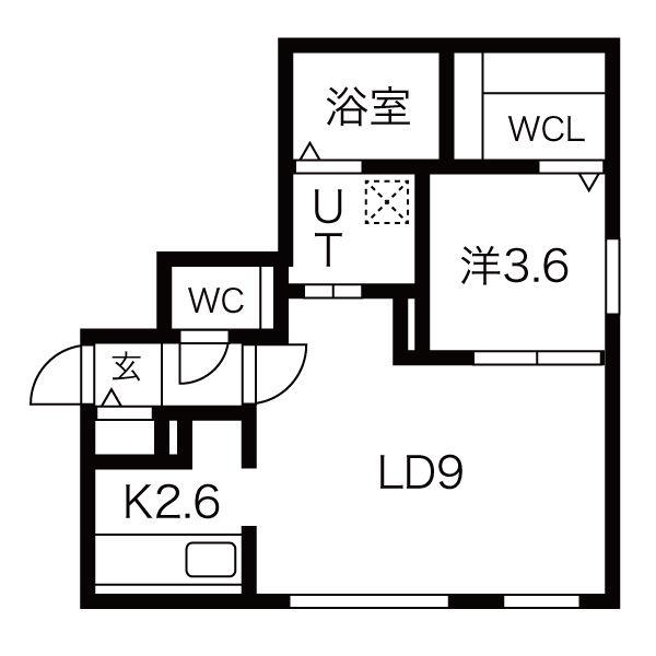 HILLS SAPPOROV ヒルズサッポロ(1LDK/2階)の間取り写真