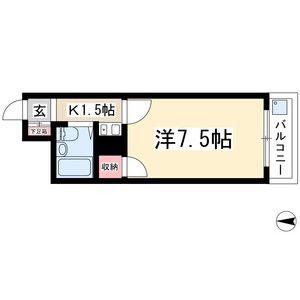 サンハイツ喜多山(1K/3階)の間取り写真