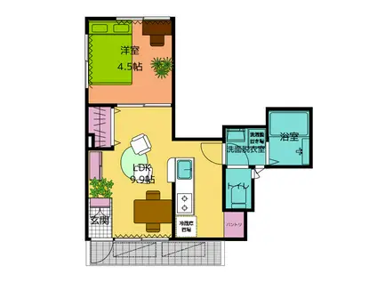 F NOIR二子(1LDK/1階)の間取り写真