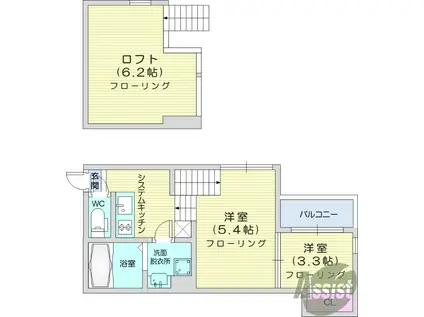 ピノヴィラージュ福住町(2K/1階)の間取り写真