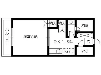 翠水コート(1DK/3階)の間取り写真