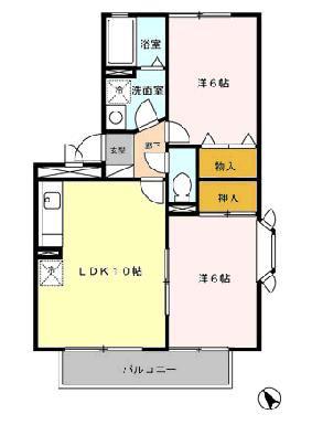 クレセント鴨生田(2LDK/2階)の間取り写真