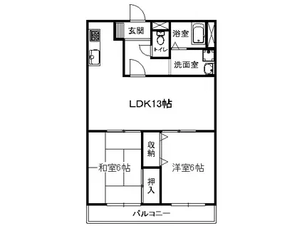 東華苑III(2LDK/2階)の間取り写真