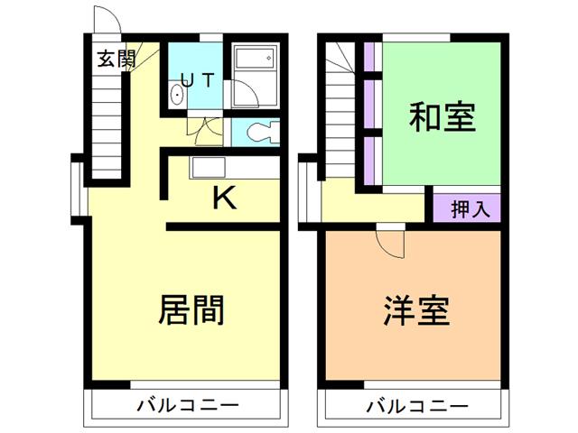 健康マンション(2LDK/1階)の間取り写真