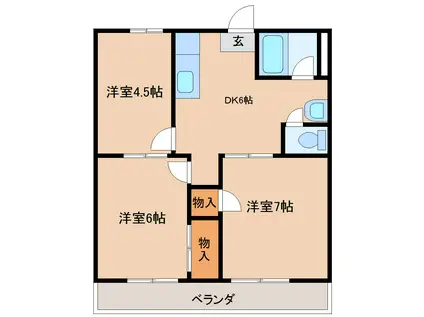 パークサイドC(3K/2階)の間取り写真