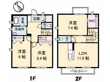 パルモスター(3LDK/1階)の間取り写真