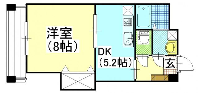 ピュール・セレネ表町(1DK/3階)の間取り写真