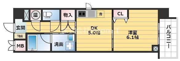 和宏一輝(1DK/5階)の間取り写真