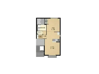 ラ・ドルチェビータA(1LDK/1階)の間取り写真