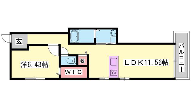エレアージュ東姫路駅前Ⅲ(1LDK/1階)の間取り写真
