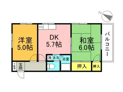メゾンフジハーツ(2DK/2階)の間取り写真