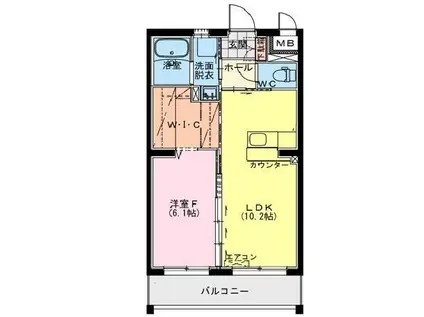 LUTORIINE(1LDK/2階)の間取り写真