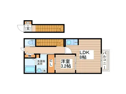 SELENEII(1LDK/2階)の間取り写真