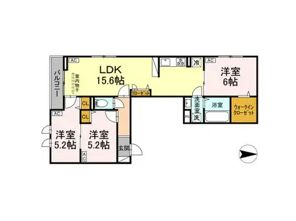 セレスティア大蔵(2LDK/1階)の間取り写真