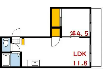 三篠カワミビル(1LDK/7階)の間取り写真