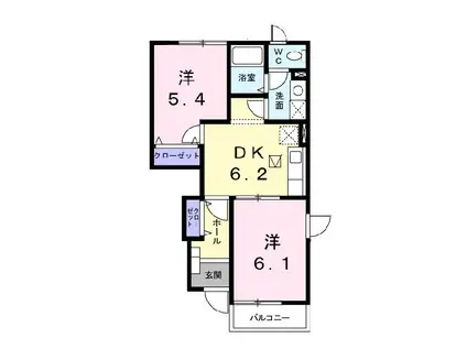 イリーゼ(2DK/1階)の間取り写真