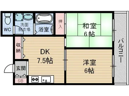 サンピア南茨木(2DK/3階)の間取り写真