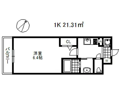 エスリード神戸兵庫駅マリーナスクエア(1K/3階)の間取り写真