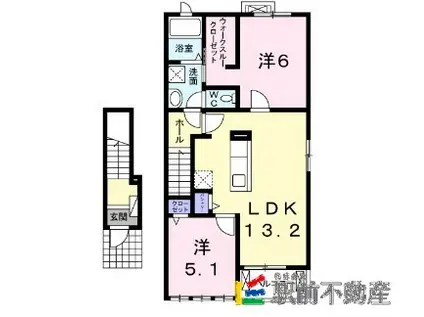 サンセール大刀洗A(2LDK/2階)の間取り写真