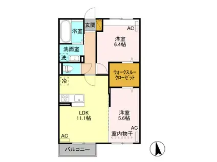 メゾン ド キャレ II(2LDK/2階)の間取り写真