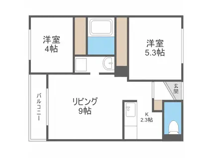 リンコントロ南平岸(2LDK/4階)の間取り写真
