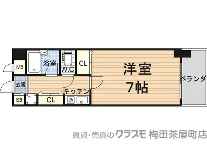 ロイヤル天満橋(1K/11階)の間取り写真