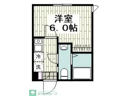 リアン三春台(1K/1階)の間取り写真